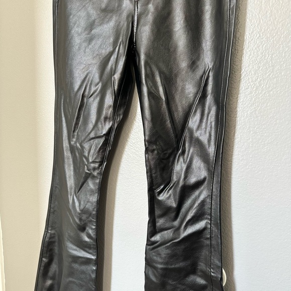 Veronica Beard Black Leather Flare Pants - Picture 2 of 9
